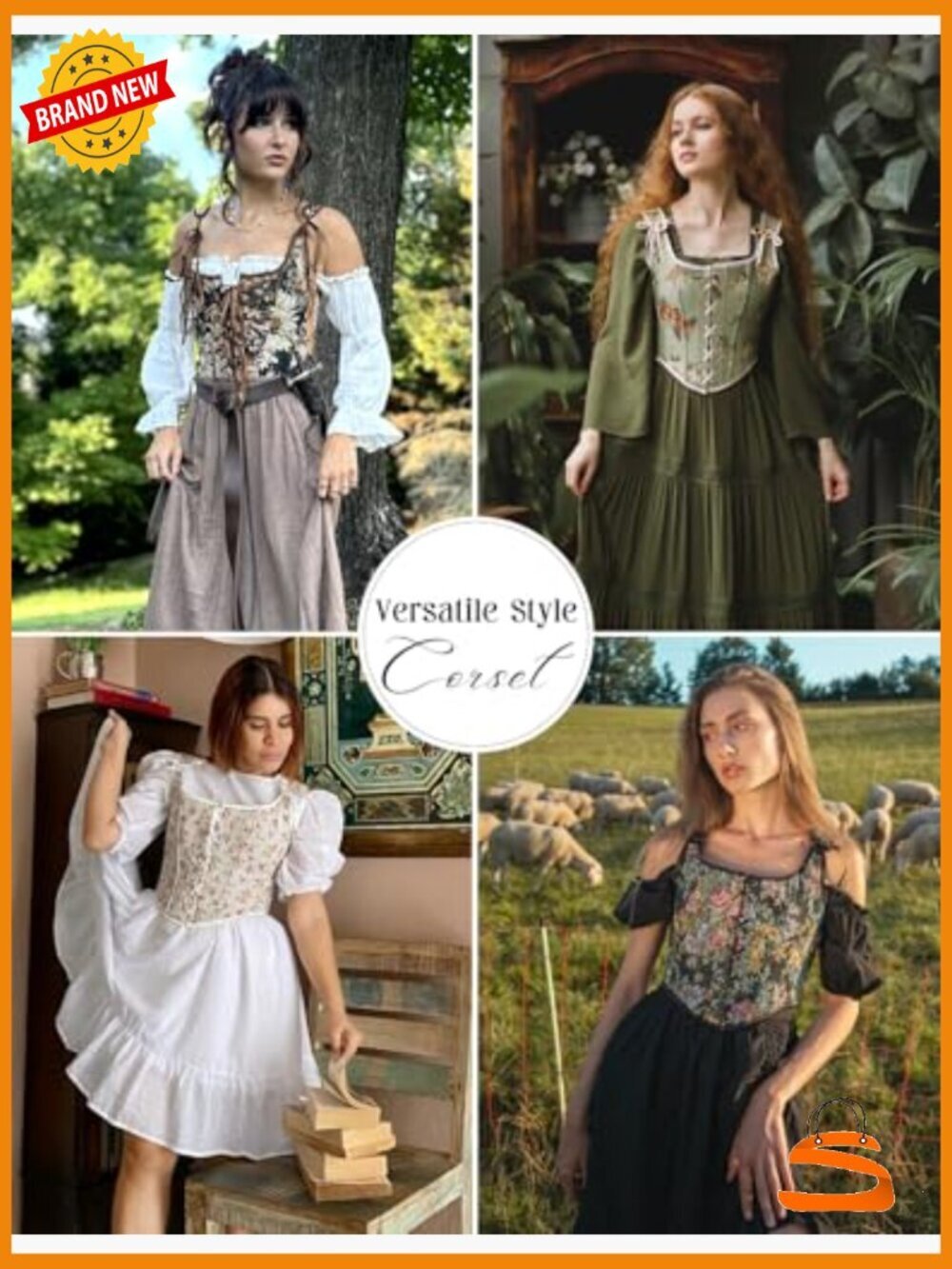 Renaissance Corset Bustier Top Overbust Bodyshaper Lace-Up - Picture 5 of 7